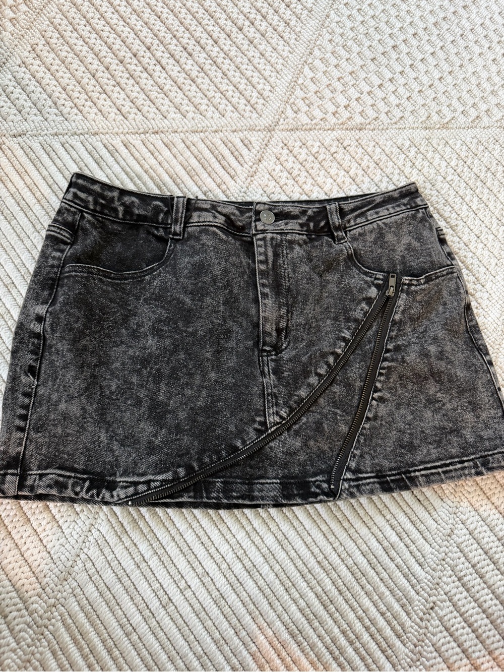 Fashion nova acid wash Black Denim Mini Skirt